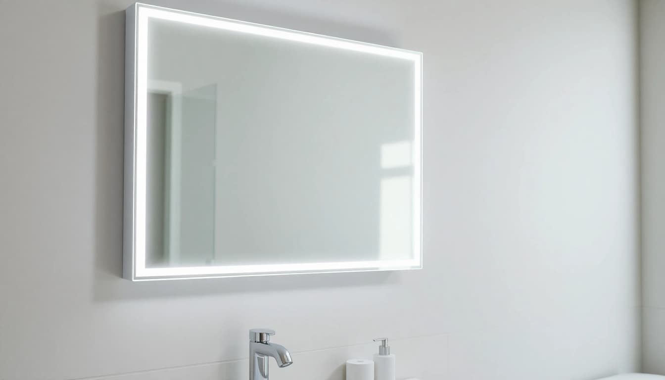 Illuminate your space with an elegant led bathroom mirror, featuring a sleek design and backlit glow.