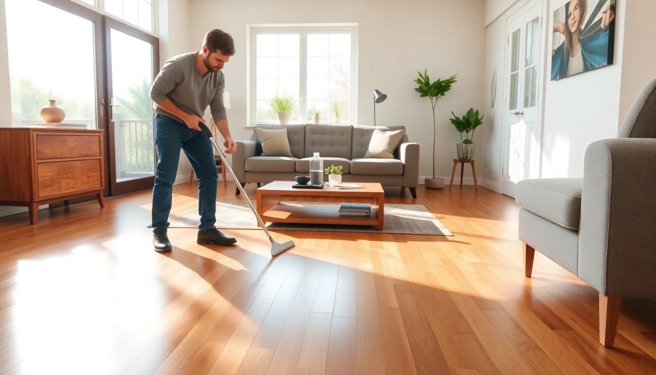 Hardwood floor cleaning Lincoln CA in bright living room showcasing sparkling floors.