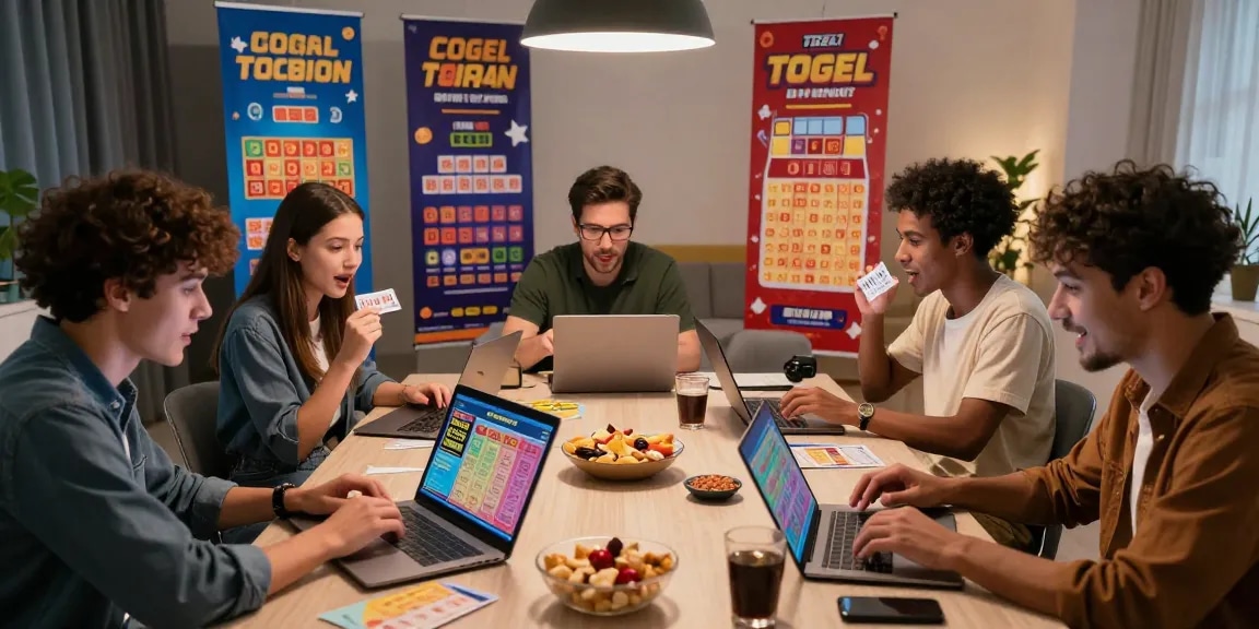 Players enjoying a togel online game in a modern setting, showcasing excitement and social interaction.