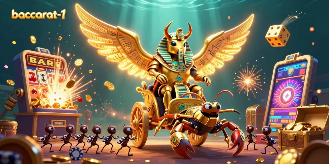Engage with baccarat-1's vibrant casino scene portrayed with dynamic characters and elements.