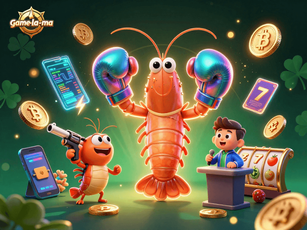 Engage in thrilling gameplay at game-la-ma with vibrant 3D casino graphics featuring crypto and slot elements.