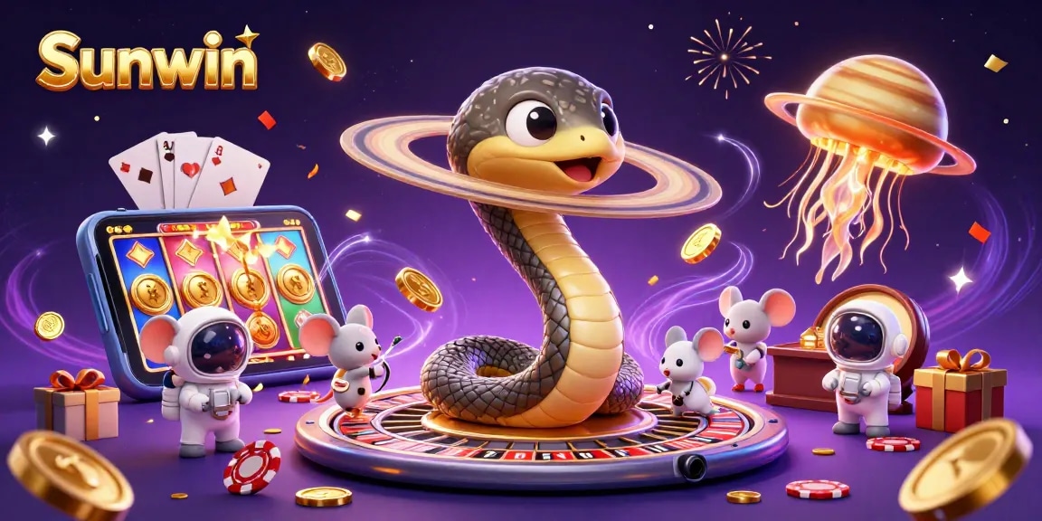 Bet on Sunwin's thrilling games as astronaut mice engage in cosmic wagering amidst vibrant space