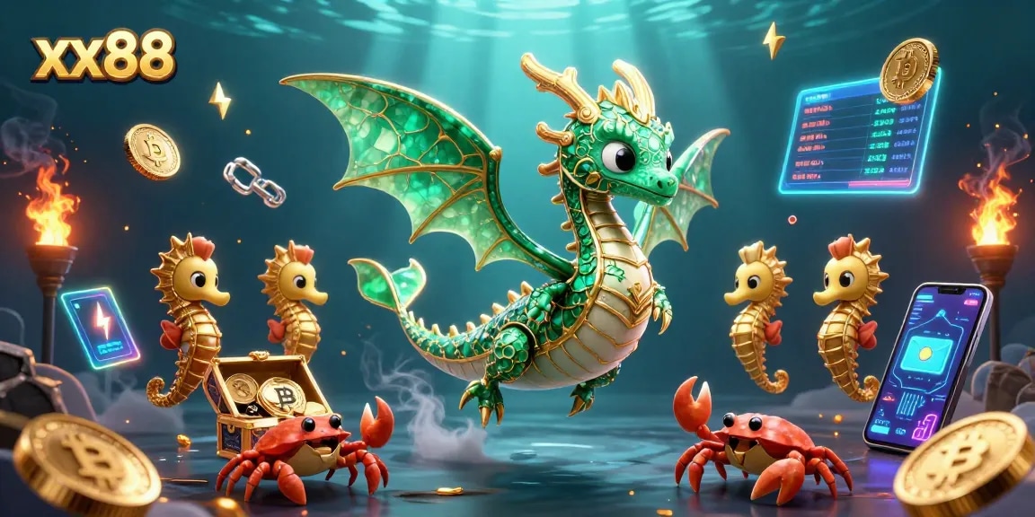 Engage in thrilling gaming adventures with xx88 as the sea dragon guards treasure chests.