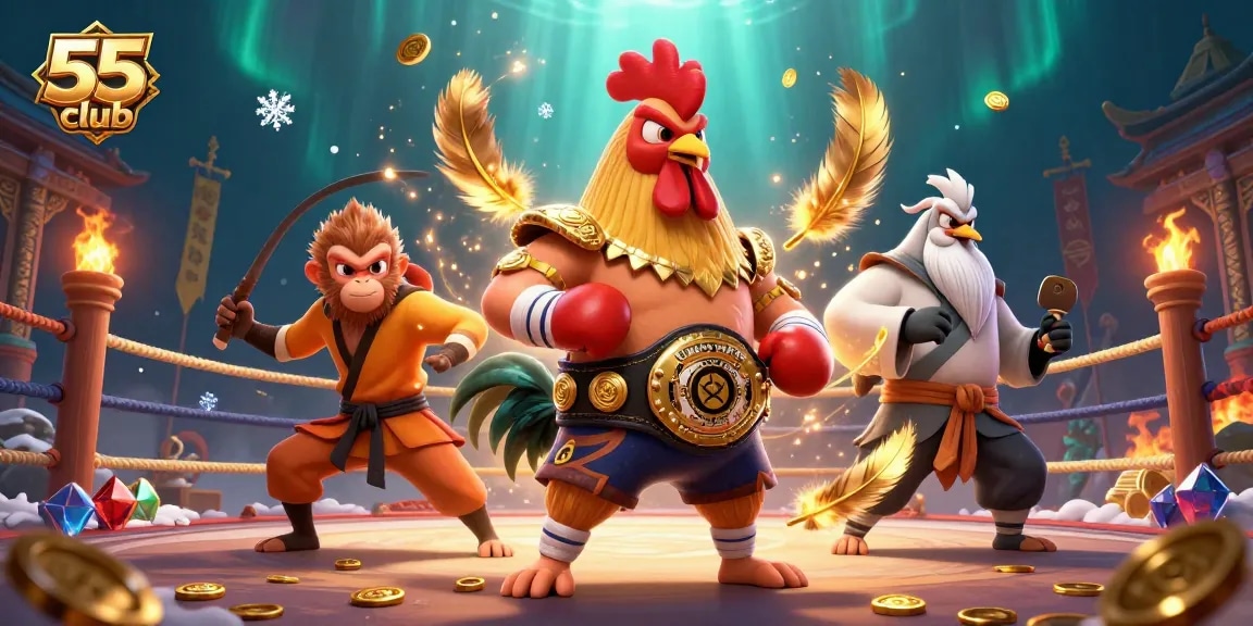 Join the action at the 55 club with a dynamic casino-themed scene featuring martial artist characters.