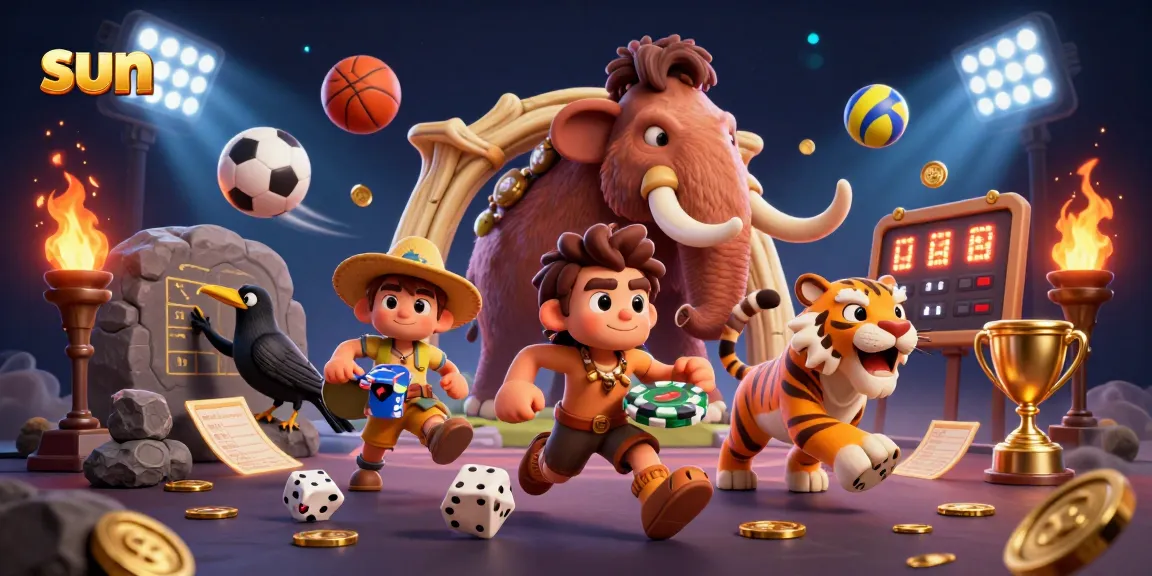 Bet on the sun-themed prehistoric casino adventure with exciting gaming action and colorful sports elements.