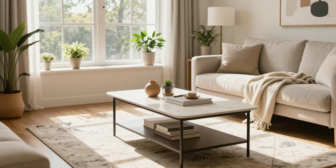 Cozy living room with stylish sofa table, decorative elements, and warm sunlight, reflecting the essence of Home The Spruce.