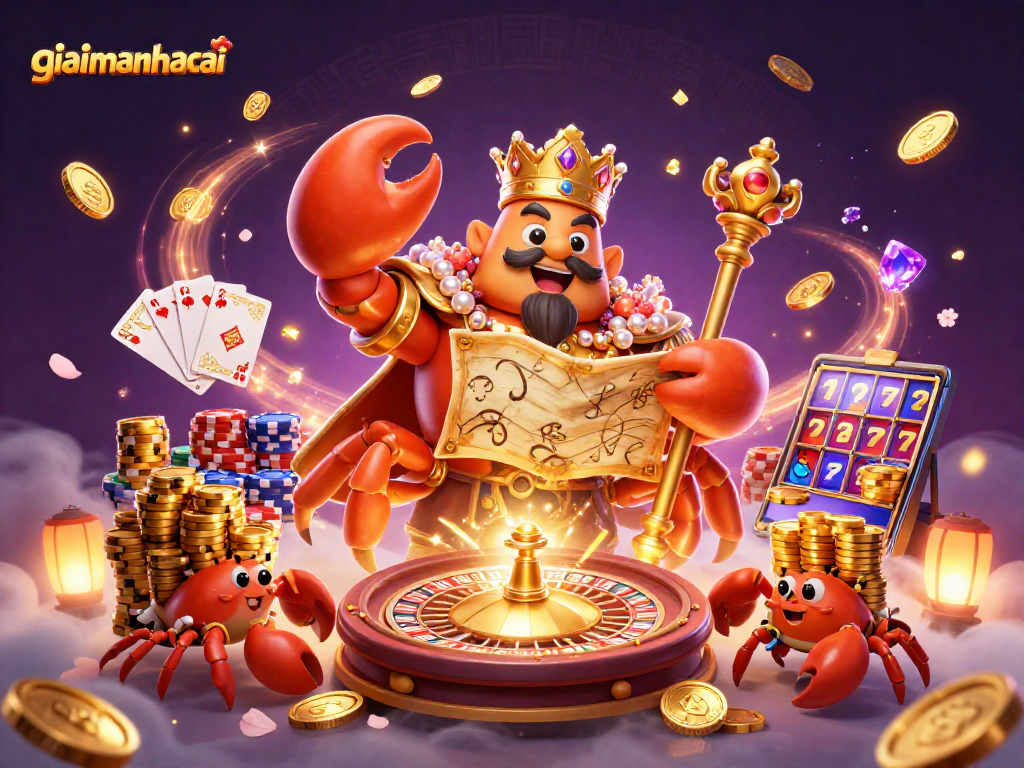 Win big at giaimanhacai with the shellfish king presiding over a wealth of casino elements.