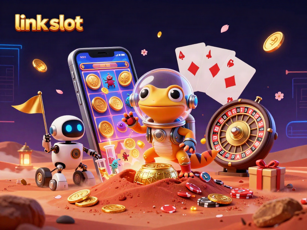 Engage with the thrilling link slot experience featuring vibrant casino elements and colorful game visuals.
