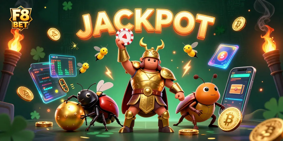 Engage in the thrilling world of F8 BET with vibrant crypto-themed casino illustration.