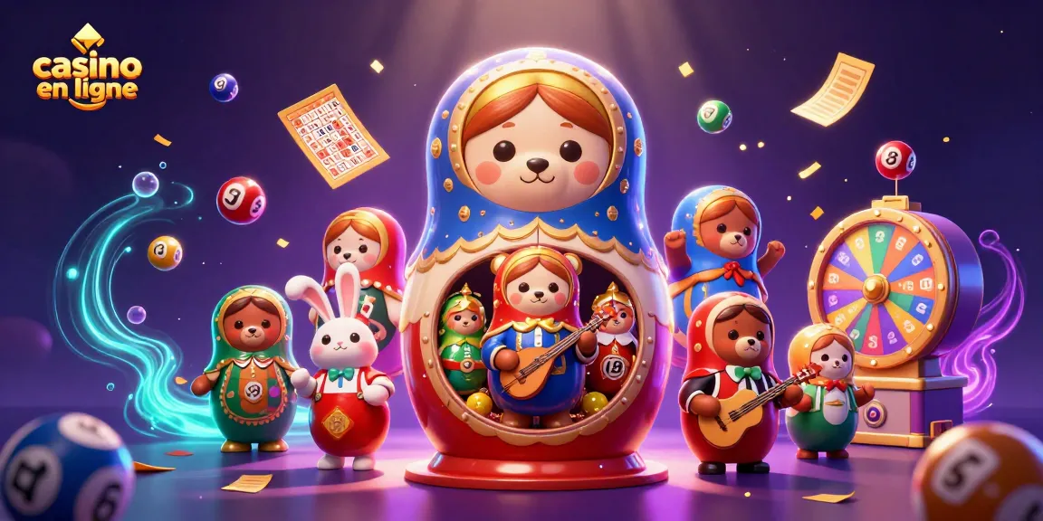 Jouez à casino en ligne avec des ours matryoshka et des éléments de loterie captivants.
