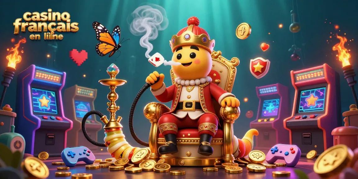 Gagnez aux jeux de casino français en ligne avec une illustration festive de machines à sous et personnages colorés.