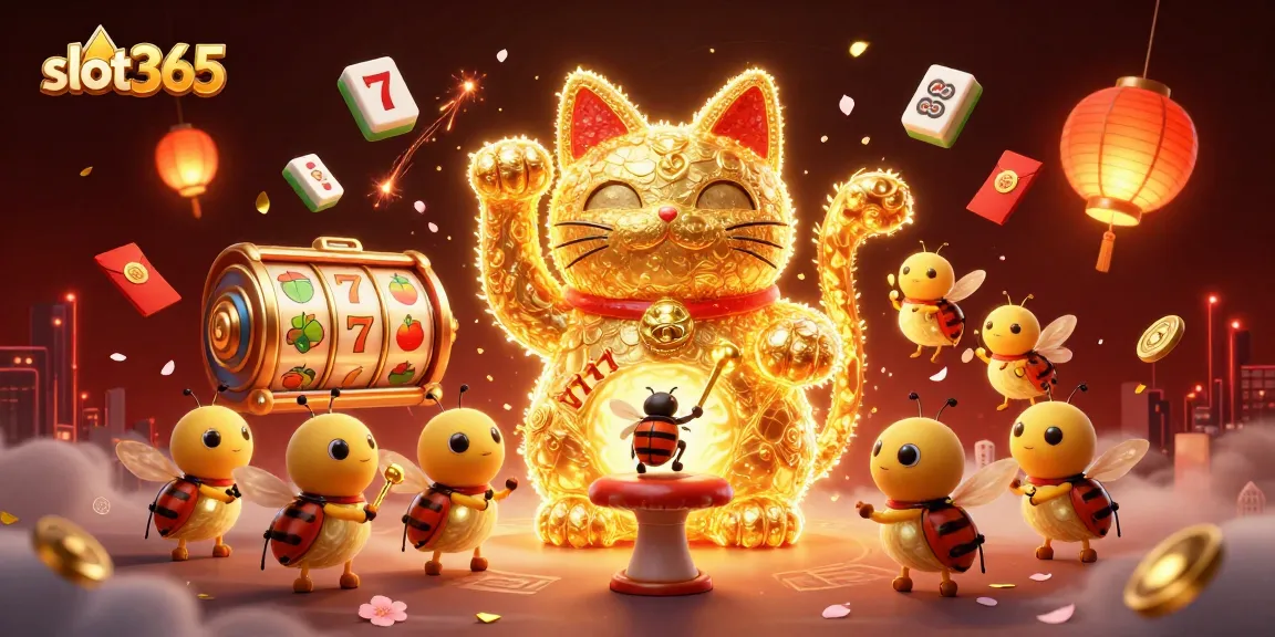 Spin the reels and win with slot365 in this vibrant 3D casino-themed illustration.