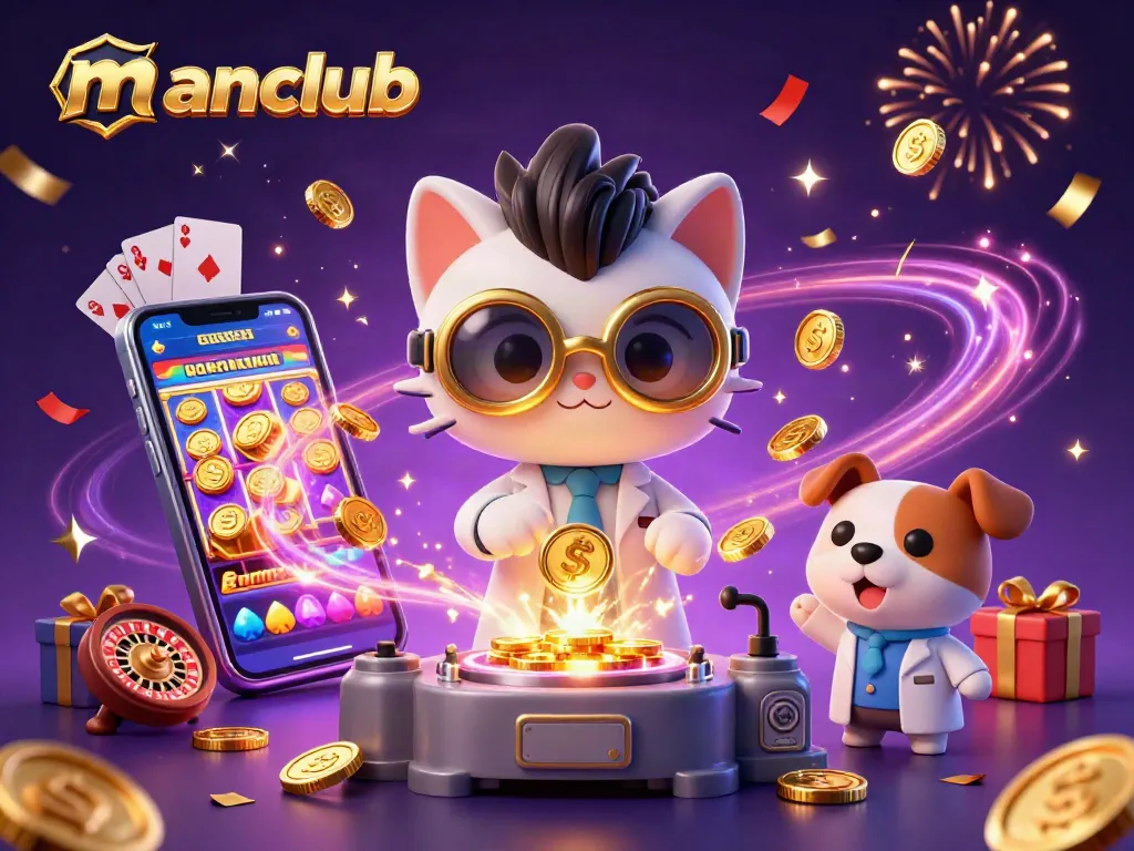 Experience exciting casino entertainment at manclub with thrilling slot games, golden coins, and fun elements.