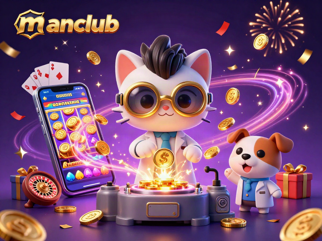 Experience exciting casino entertainment at manclub with thrilling slot games, golden coins, and fun elements.