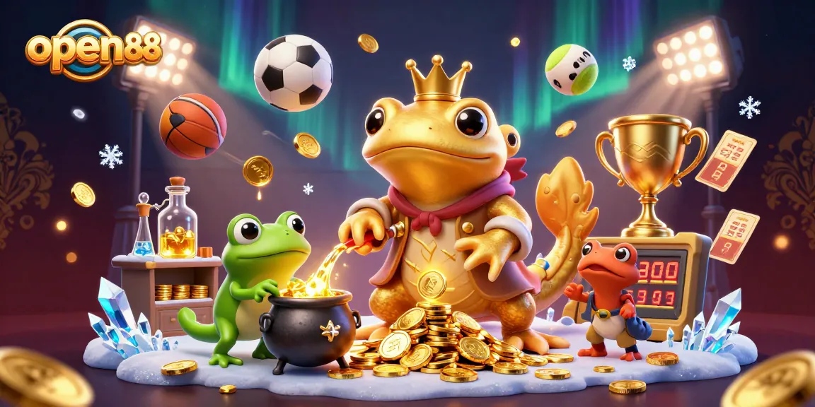 Engage with open88 by exploring a vibrant casino scene filled with dynamic sports elements and magical characters.