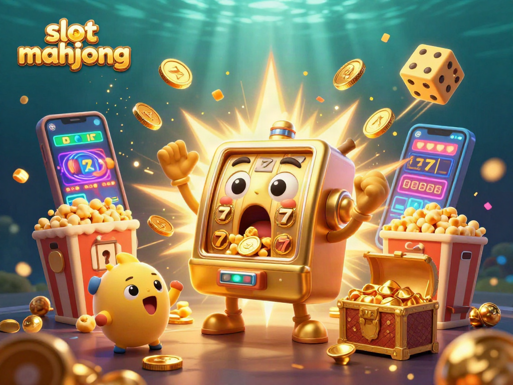 Experience the excitement of slot mahjong with a vibrant, dynamic jackpot scene full of gold coins and cheering characters.