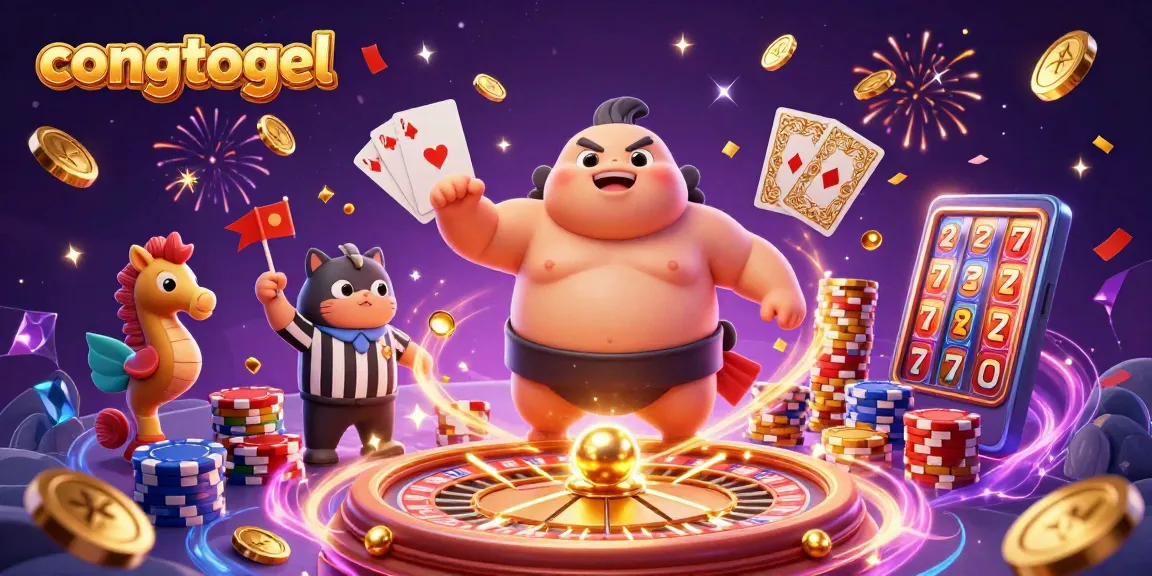 congtogel players engaging in a festive underwater casino scene with vibrant characters and game elements
