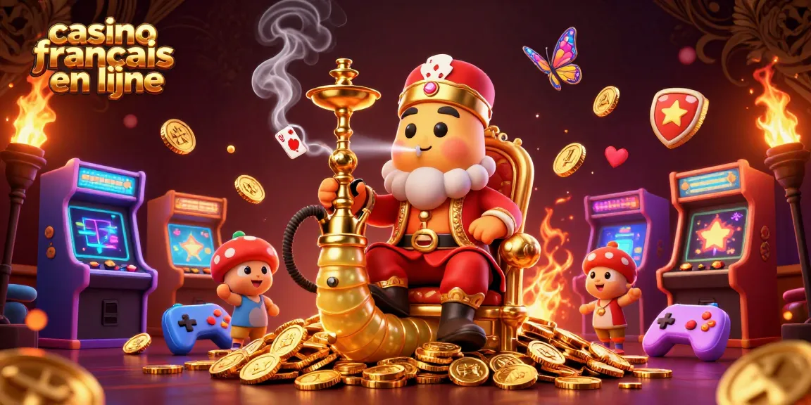 Explorez les jeux du casino français en ligne avec une illustration captivante pleine d'éléments animés.