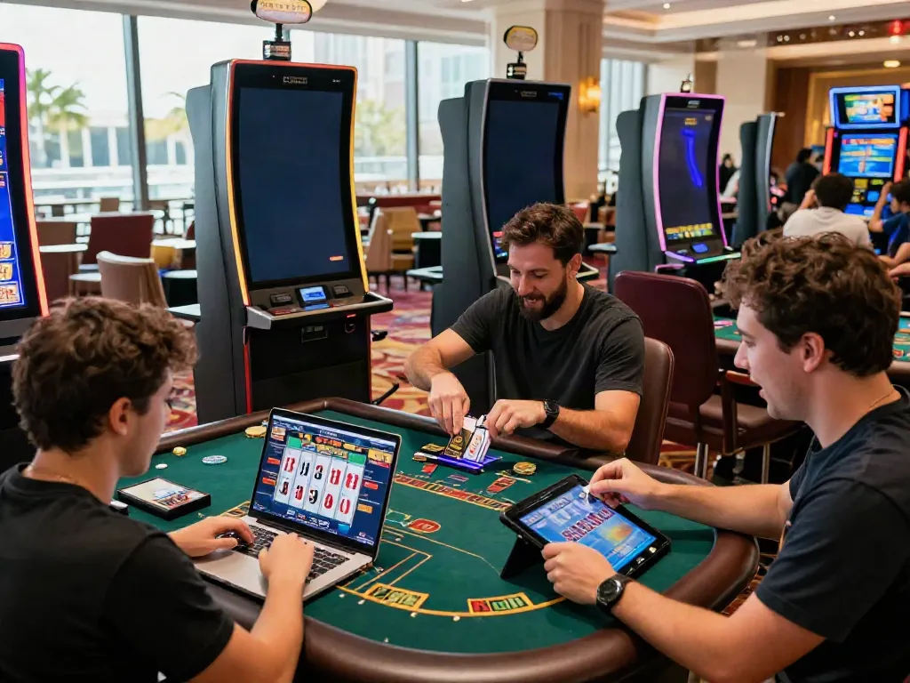 Players enjoying the excitement of top credit card casinos at an online gaming venue.