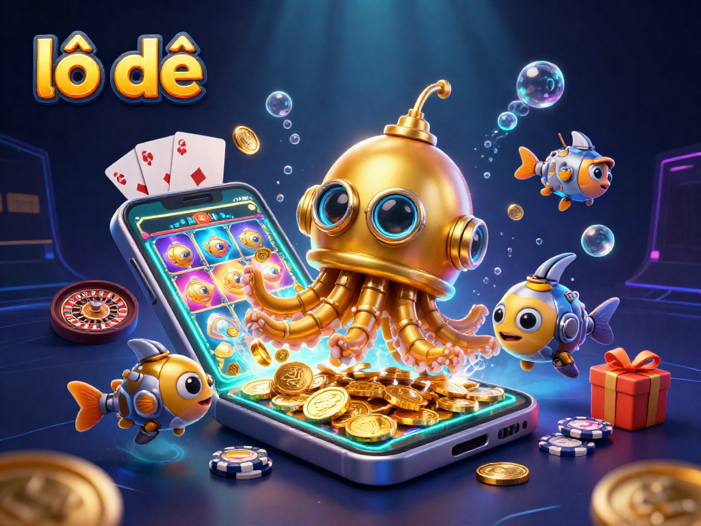 Engage with lô đề by exploring colorful slot games in a vibrant underwater casino scene.