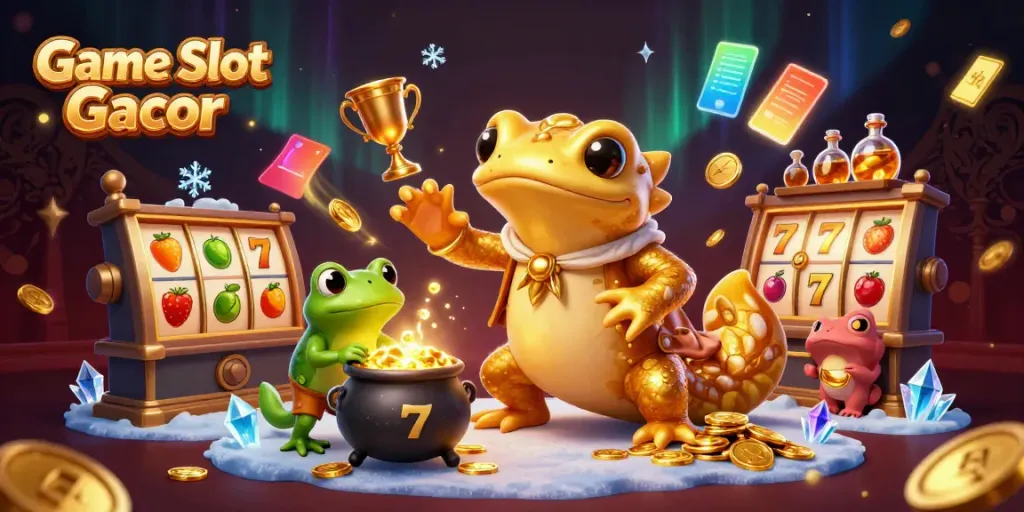 Game Slot Gacor menawarkan pengalaman bermain slot dengan koin emas dan simbol keberuntungan.