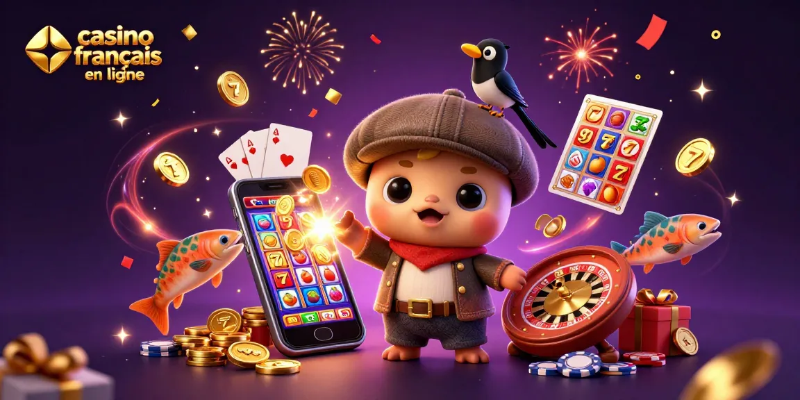 Illustration dynamique représentant le casino francais en ligne avec des éléments de jeu captivants.