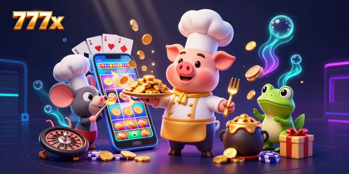 Engage in winning strategies at 777x with a colorful casino-themed 3D illustration featuring exciting characters and gaming elements.