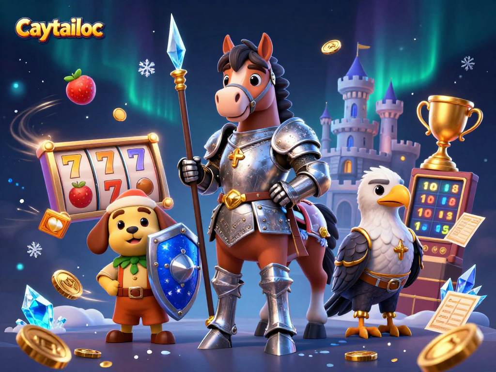Caytailoc brings excitement as medieval knight horses spin slot reels for jackpots.