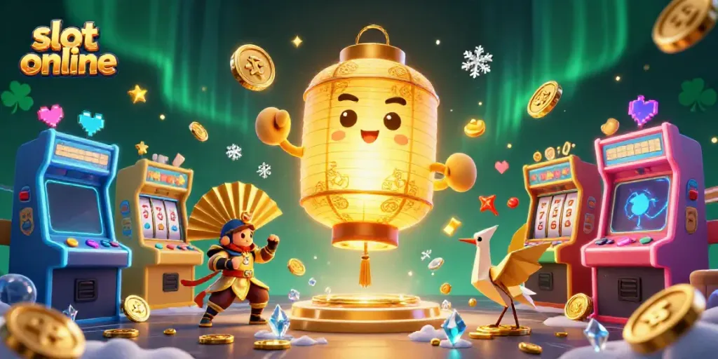 Experience thrilling slot online action with vibrant arcade-style imagery in a casino scene.