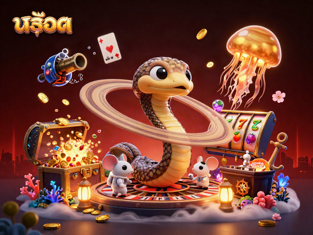 Spin the slots with excitement in this vibrant casino-themed scene featuring สล็อต elements.