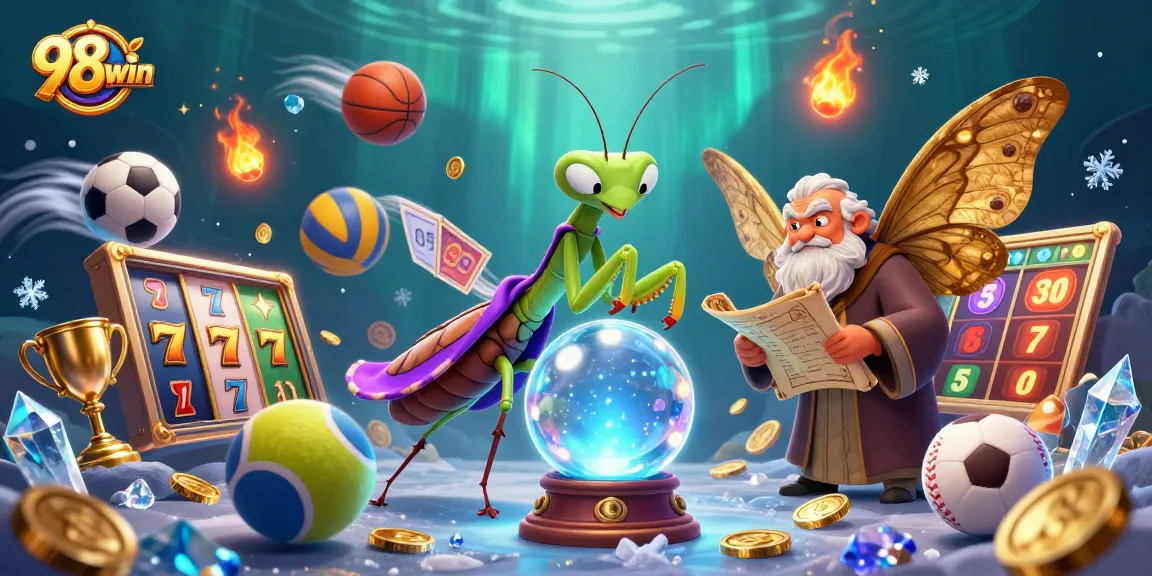 Experience winning thrills at 98win with engaging slot reels and vibrant casino elements.