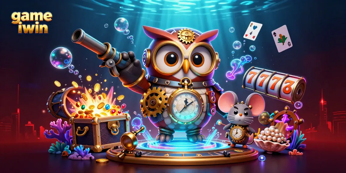 Join the vibrant game iwin scene with a time-traveler owl and casino elements!