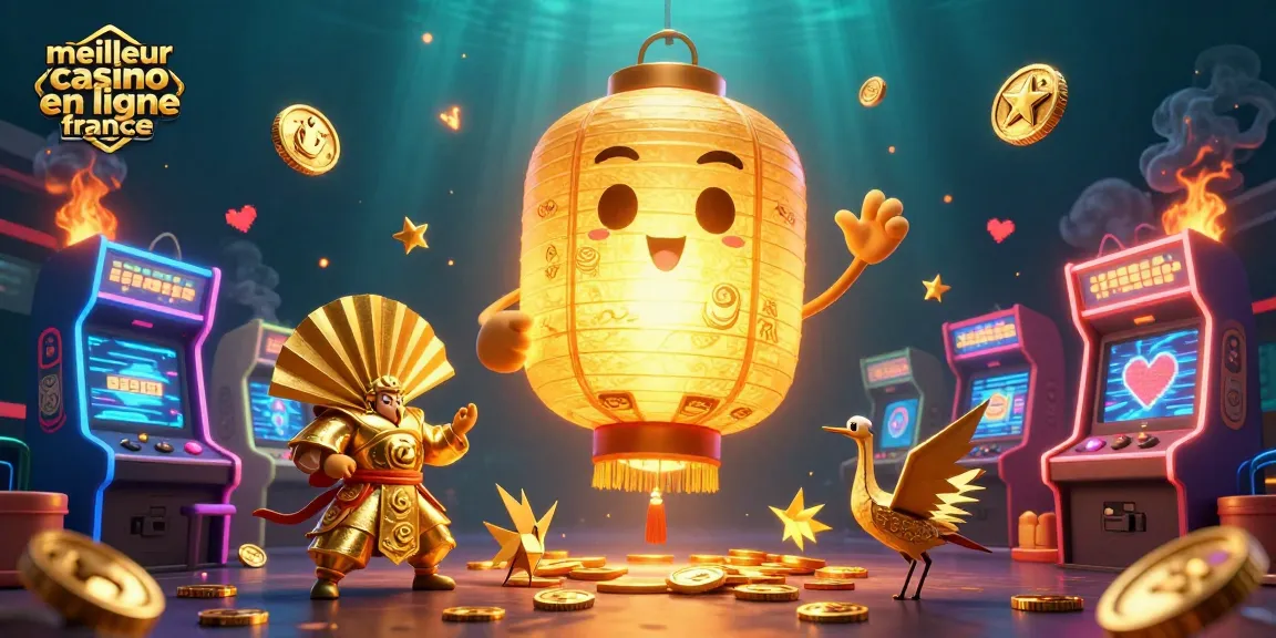 Jouez au meilleur casino en ligne France avec des lumières vives et des symboles porte-bonheurs captivants.