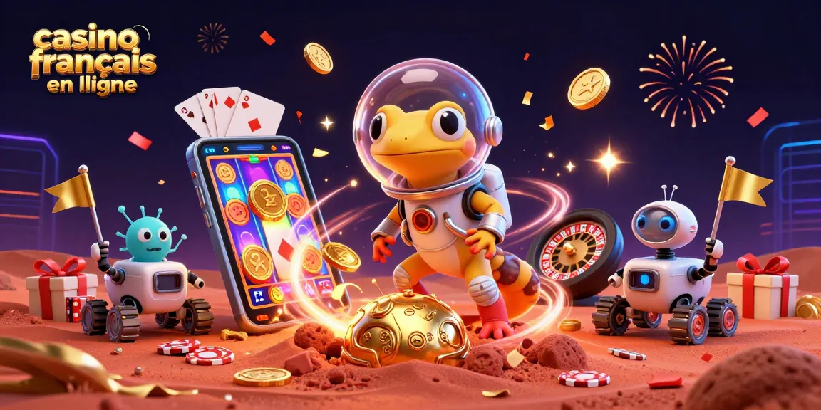 Faites briller votre chance avec le casino français en ligne, où un gecko Martien découvre un trésor doré.