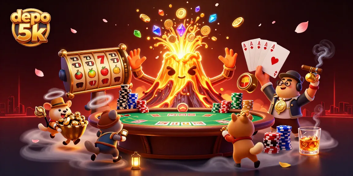 Spin to win with depo 5k at the exciting slots, featuring vibrant treasures and rich graphics.
