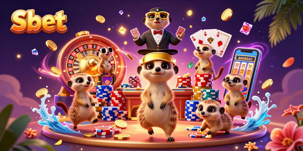 shbet meerkats operate a vibrant casino, spinning roulette wheels, and scattering golden coins.