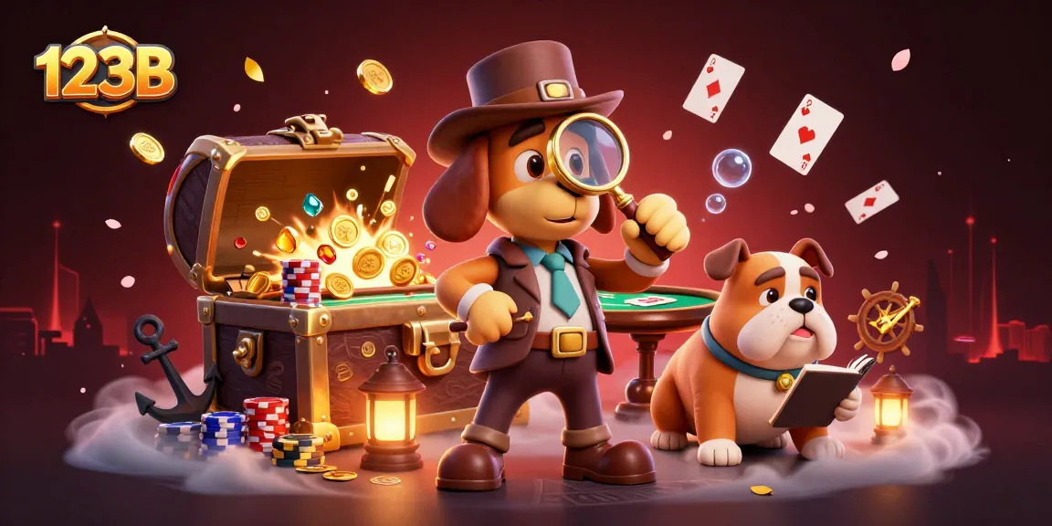 Engaging with immersive gameplay at 123B with cartoon detective exploring poker clues.