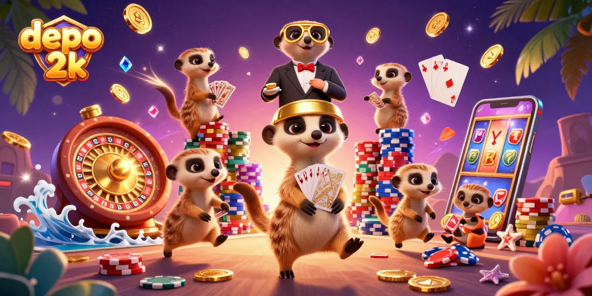 Aksi menarik dari kasino dengan depo 2k, mengumpulkan koin emas dan chip poker warna-warni.