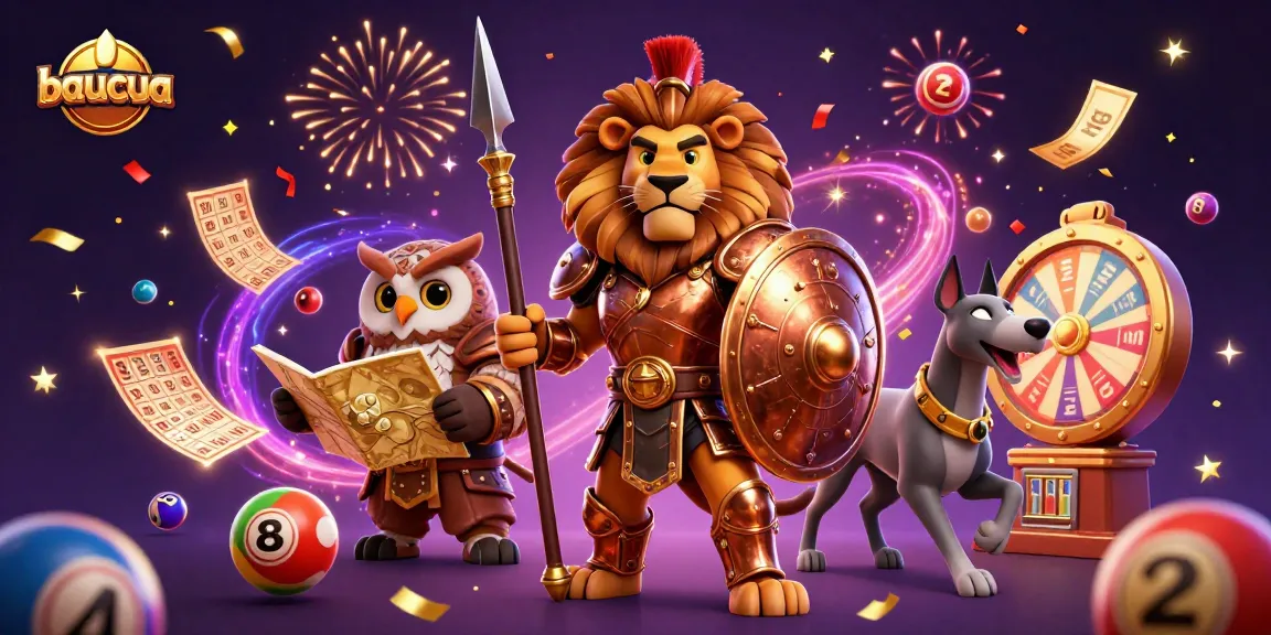 Engage with baucua, an exciting colorful lottery-themed illustration featuring dynamic gaming elements.