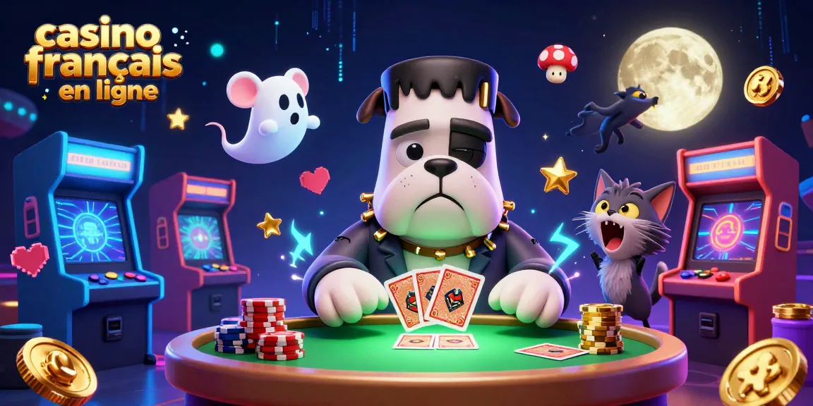 Jouez au casino français en ligne avec un dealer bulldog Frankenstein et un chat loup plein de mystère.