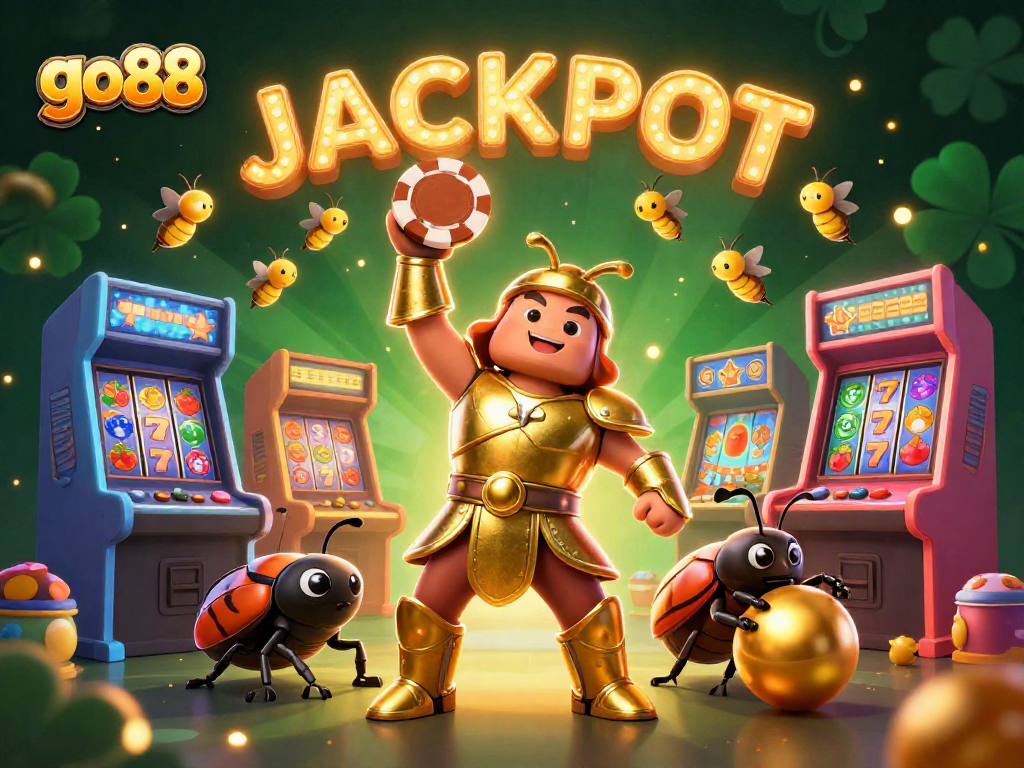 Experience the go88 excitement with our golden beetle champions in a jackpot celebration.
