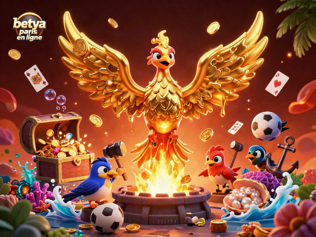 Betya paris en ligne showcases vibrant sports betting experience with a dynamic phoenix theme.