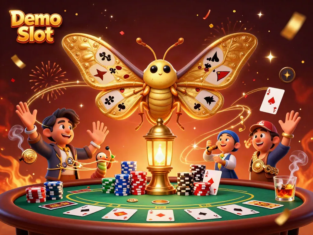 Experience the vibrant action of Demo Slot with an energized casino scene illustration.