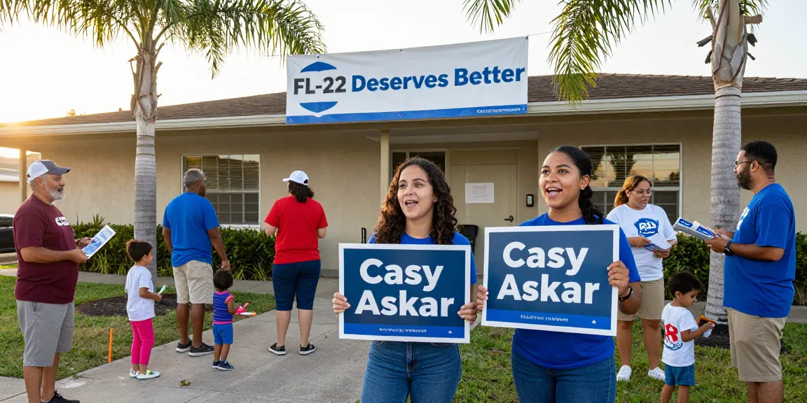 Casey Askar's campaign supporters at a community event promoting local engagement in FL-22.