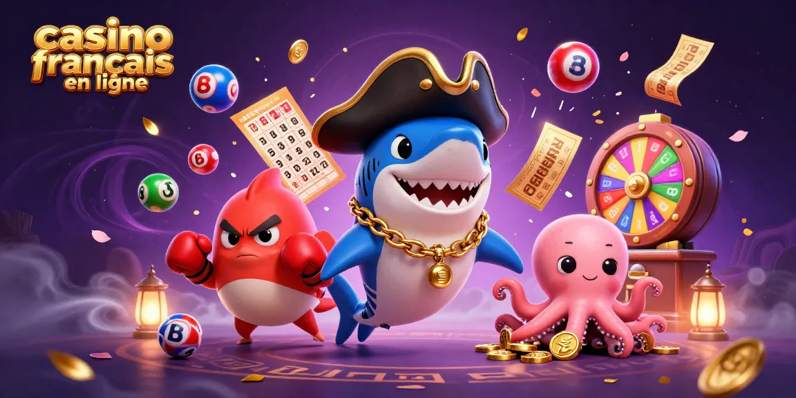 Découvrez le casino français en ligne avec notre illustration animée de jeux et de personnages amusants.