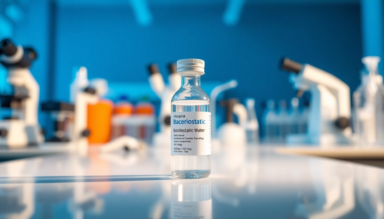 View of hospira bacteriostatic water highlighting its purity and use in research environments.