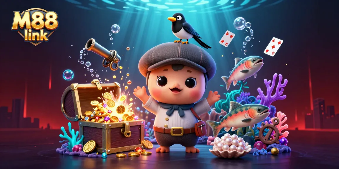 Experience the thrilling M88 link adventure with dazzling treasures and playful characters in a vivid underwater world.