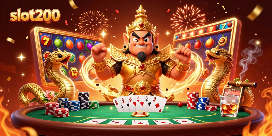 Engage in winning slots action with slot200's vibrant 3D casino scene.