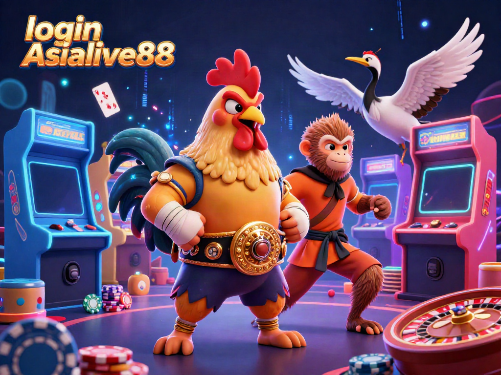 Engage with exciting games while logging in to Asialive88 - vibrant 3D casino illustration.