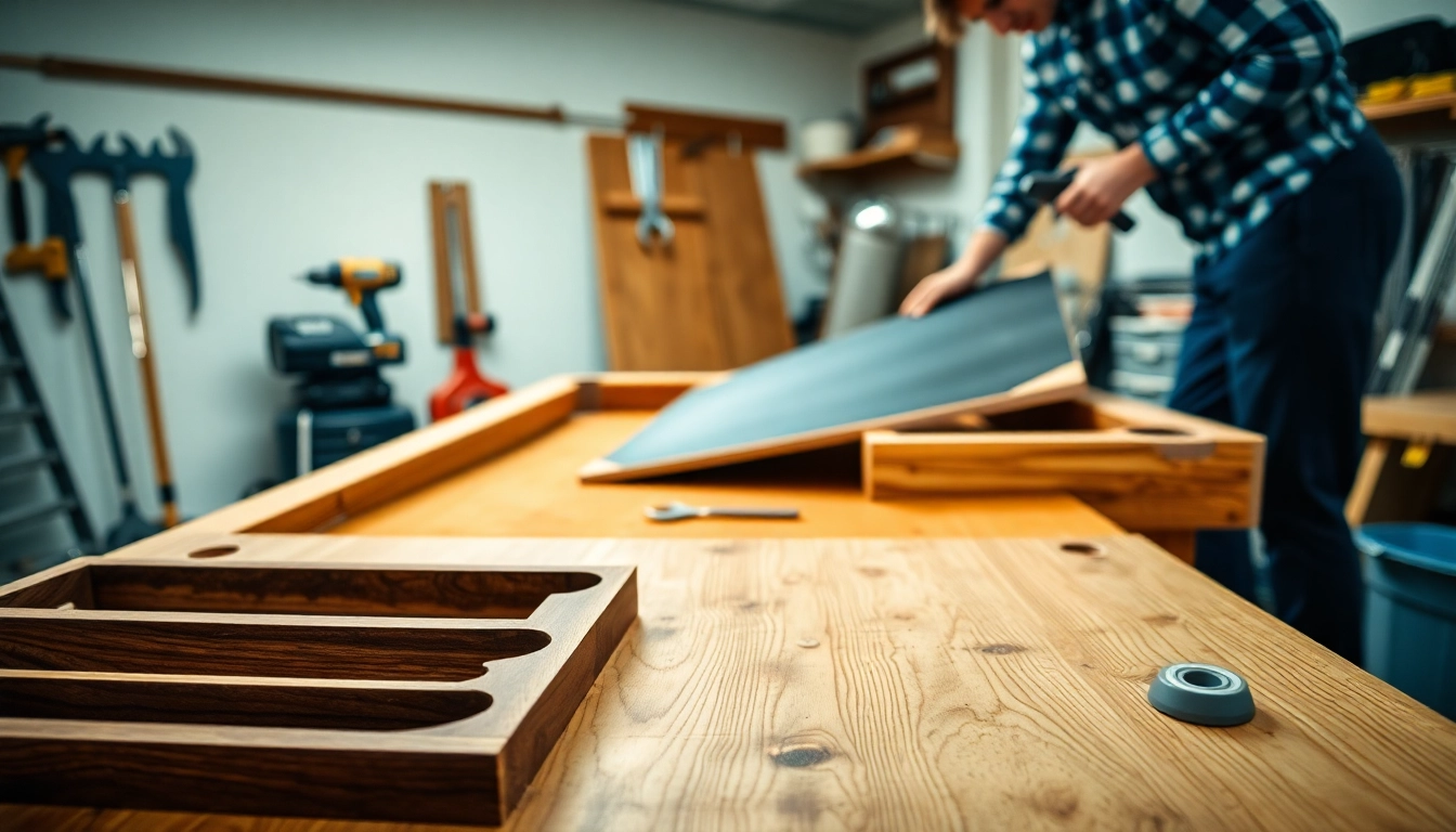 Pool Table Disassembly process showing a person skillfully removing slate and tools.